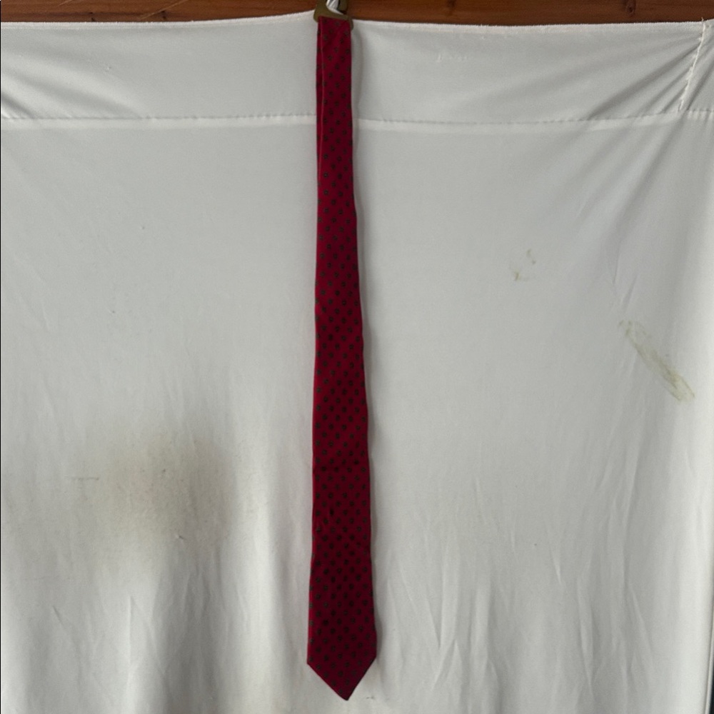 Men's Burgundy Patterned Silk Tie - Unbranded